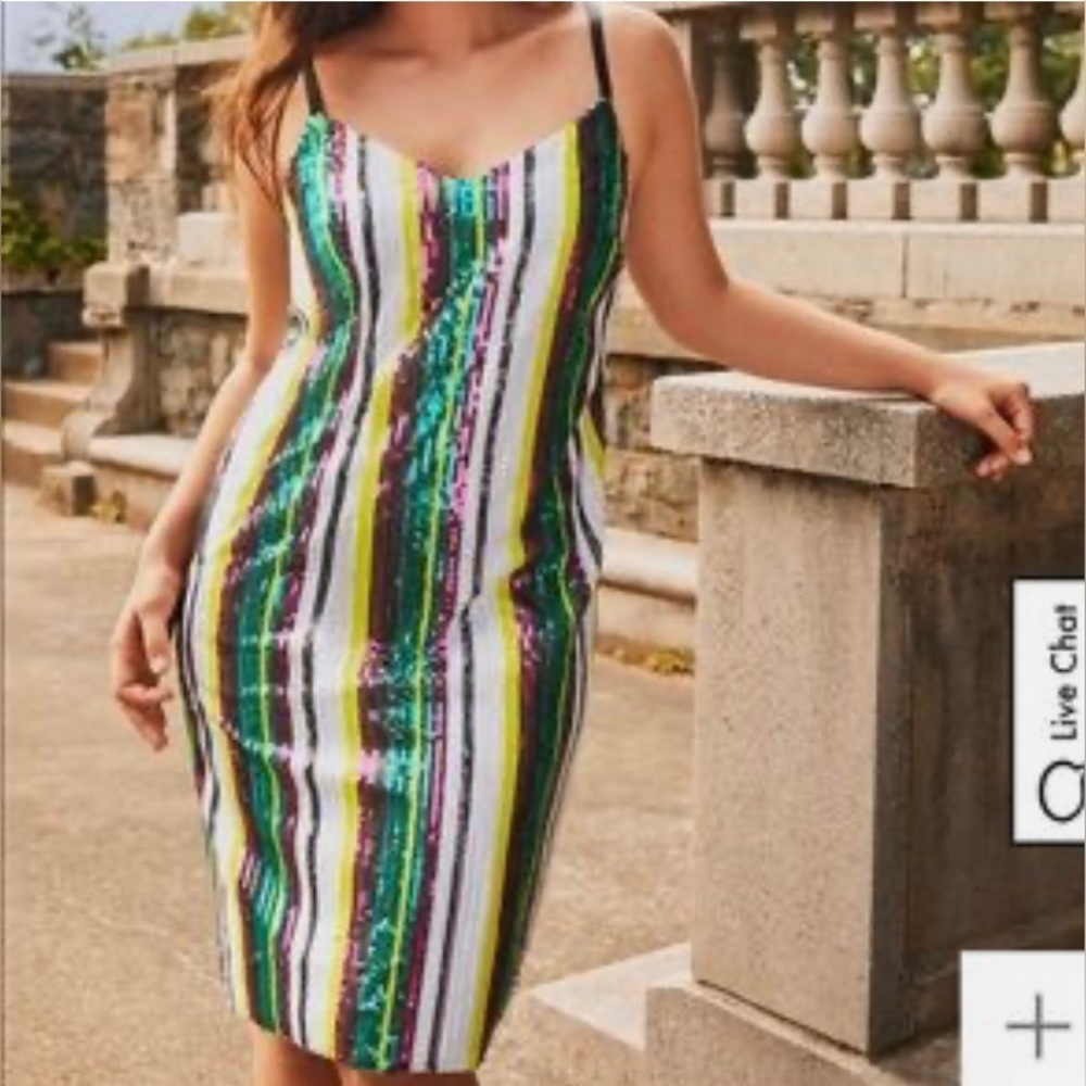 Eloquii Rainbow Sequin Cocktail Dress